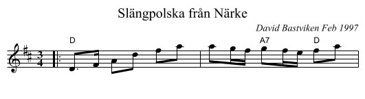 Sl&auml;ngpolska fr&aring;n N&auml;rke - staff notation