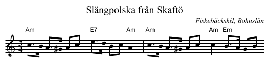 Slängpolska från Skaftö - staff notation