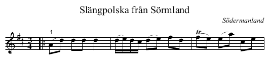 Slängpolska från Sörmland - staff notation