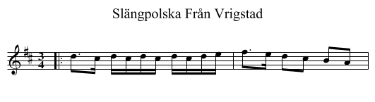 Slängpolska Från Vrigstad - staff notation