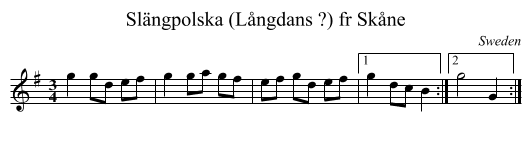 Slängpolska (Långdans ?) fr Skåne - staff notation