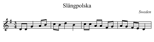 Slängpolska - staff notation
