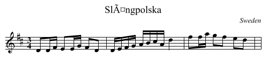 SlÃ¤ngpolska - staff notation