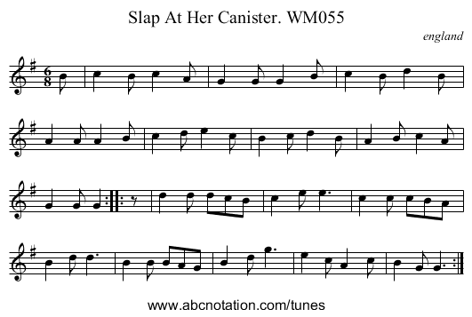 Slap At Her Canister. WM055 - staff notation