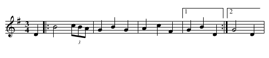 Slapen Waltz - staff notation