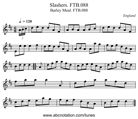 Slashers. FTB.088 - staff notation