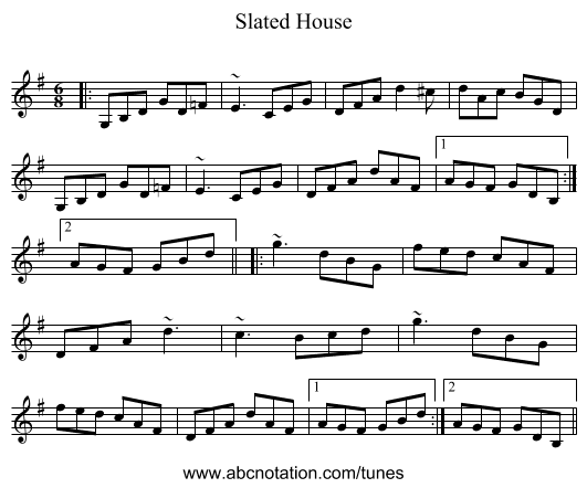 Slated House - staff notation