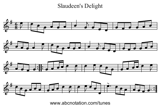 Slaudeen's Delight - staff notation