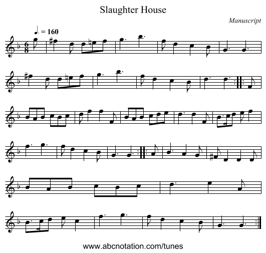 Slaughter House - staff notation