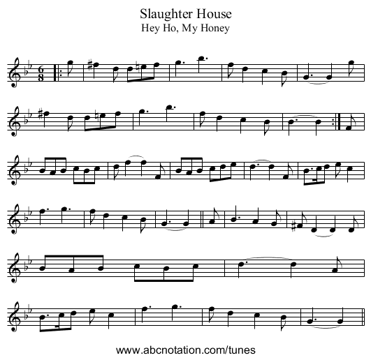 Slaughter House - staff notation