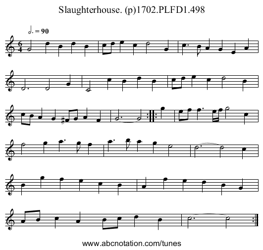 Slaughterhouse. (p)1702.PLFD1.498 - staff notation
