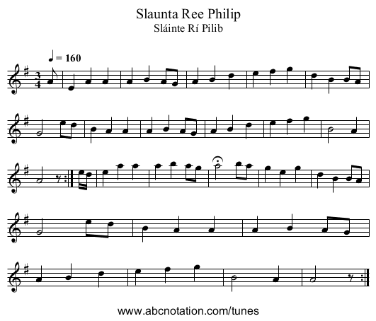 Slaunta Ree Philip - staff notation