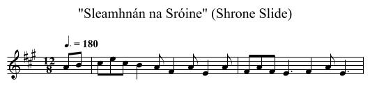 Sleamhnán na Sróine (Shrone Slide) - staff notation