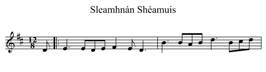 Sleamhnán Shéamuis - staff notation