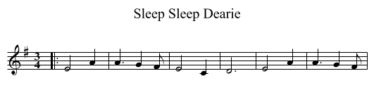 Sleep Dearie, Sleep - staff notation
