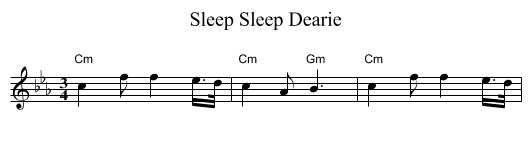 Sleep Dearie, Sleep - staff notation