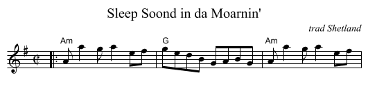 Sleep Soond in da Moarnin' - staff notation