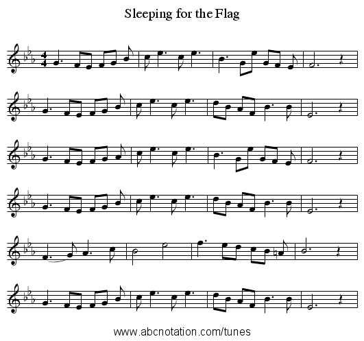 Sleeping for the Flag - staff notation