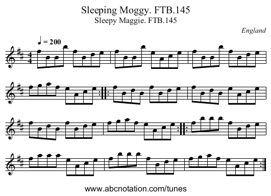 Sleeping Moggy. FTB.145 - staff notation