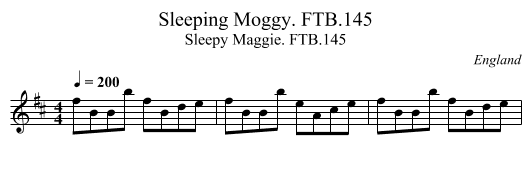 Sleeping Moggy. FTB.145 - staff notation