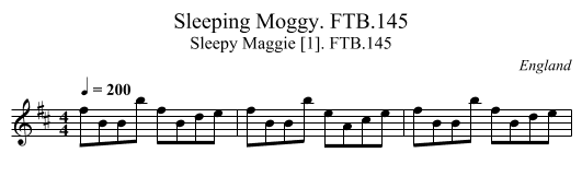 Sleeping Moggy. FTB.145 - staff notation