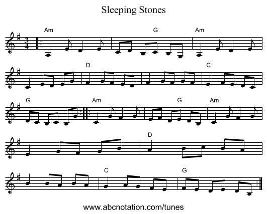 Sleeping Stones - staff notation