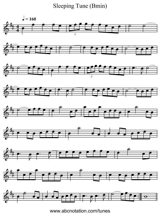 Sleeping Tune (Bmin) - staff notation