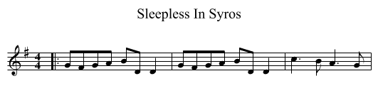Sleepless In Syros - staff notation