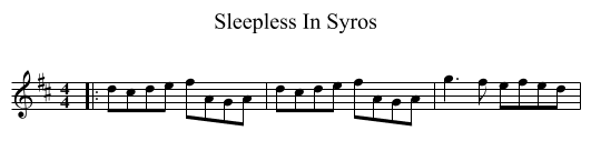 Sleepless In Syros - staff notation
