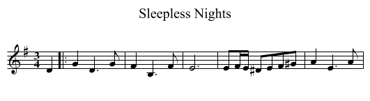 Sleepless Nights - staff notation