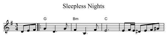 Sleepless Nights - staff notation