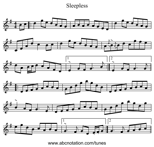 Sleepless - staff notation