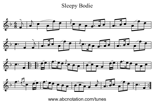 Sleepy Bodie - staff notation