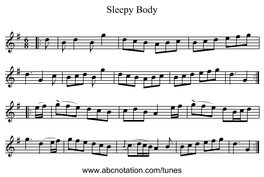 Sleepy Body - staff notation