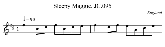 Sleepy Maggie. JC.095 - staff notation