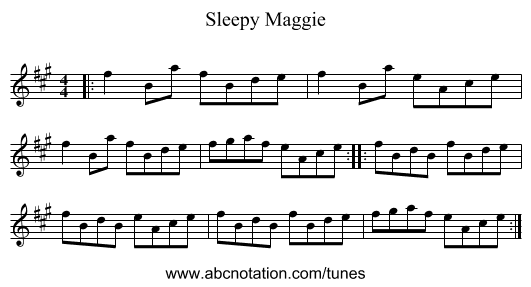 Sleepy Maggie - staff notation