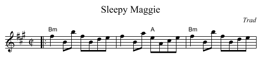 Sleepy Maggie - staff notation