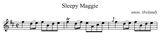 Sleepy Maggie - staff notation