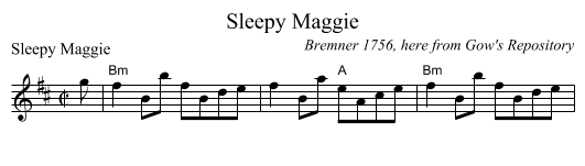 Sleepy Maggie - staff notation