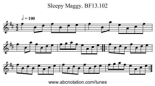 Sleepy Maggy. BF13.102 - staff notation