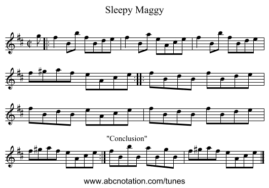 Sleepy Maggy - staff notation