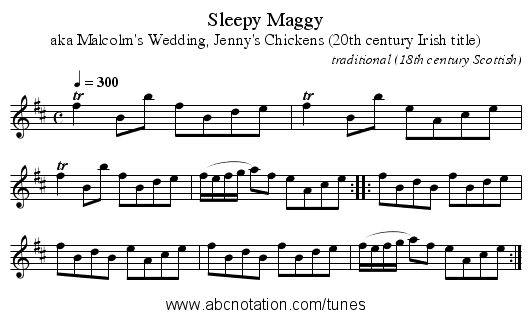 Sleepy Maggy - staff notation