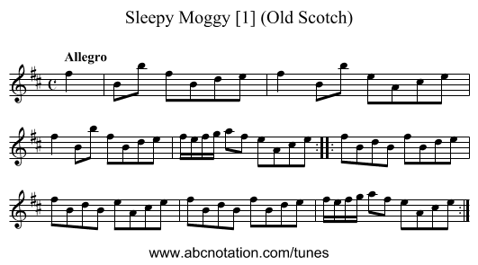 Sleepy Moggy [1] (Old Scotch) - staff notation