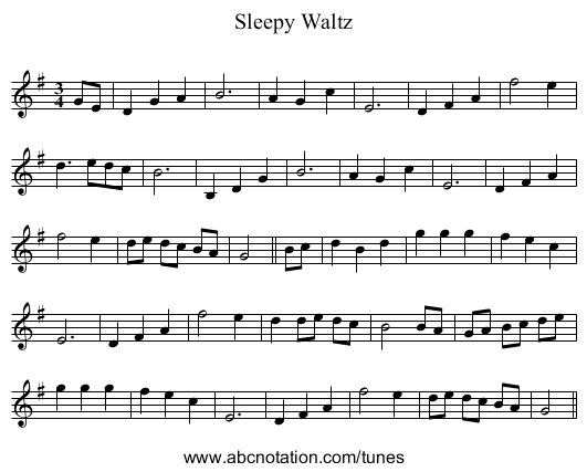 Sleepy Waltz - staff notation