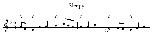Sleepy - staff notation