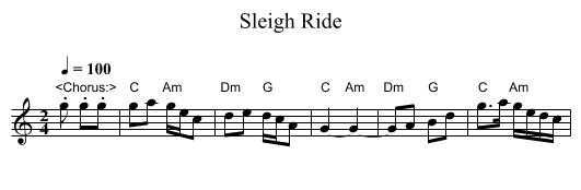 Sleigh Ride - staff notation