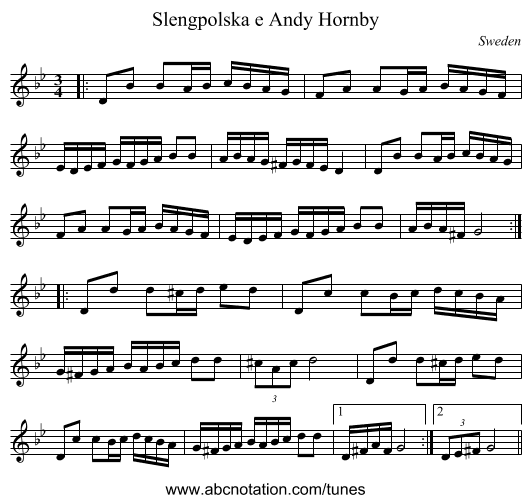 Slengpolska e Andy Hornby - staff notation