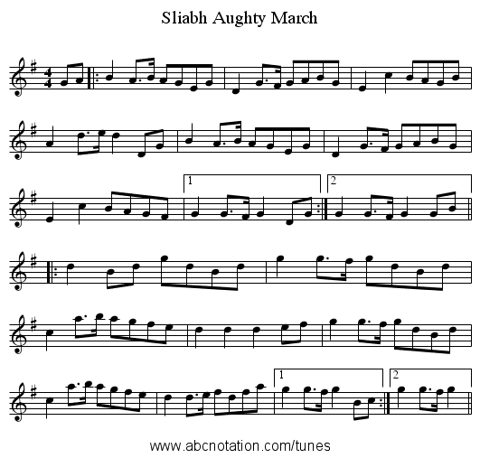 Sliabh Aughty March - staff notation