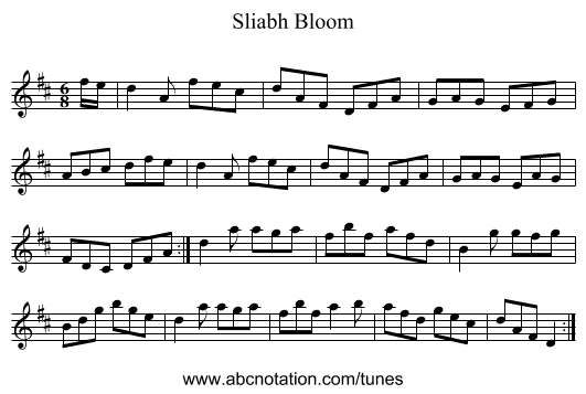Sliabh Bloom - staff notation