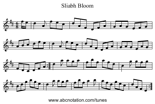 Sliabh Bloom - staff notation